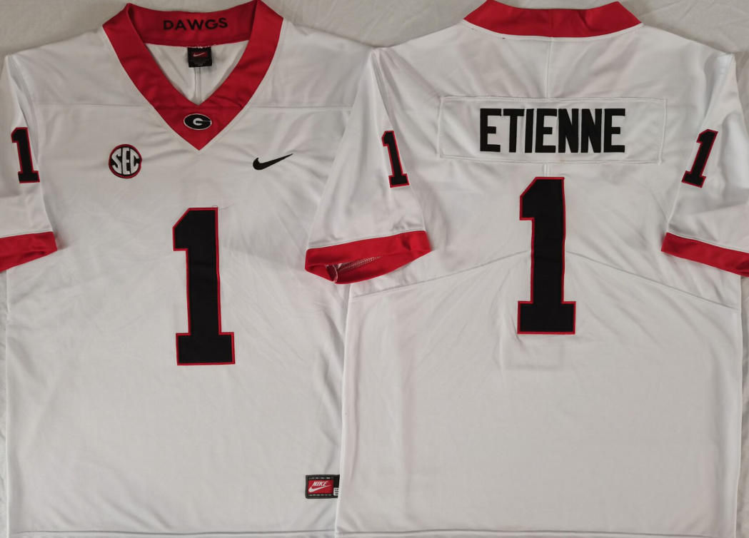 Men's Georgia Bulldogs Trevor Etienne #1 White Jersey